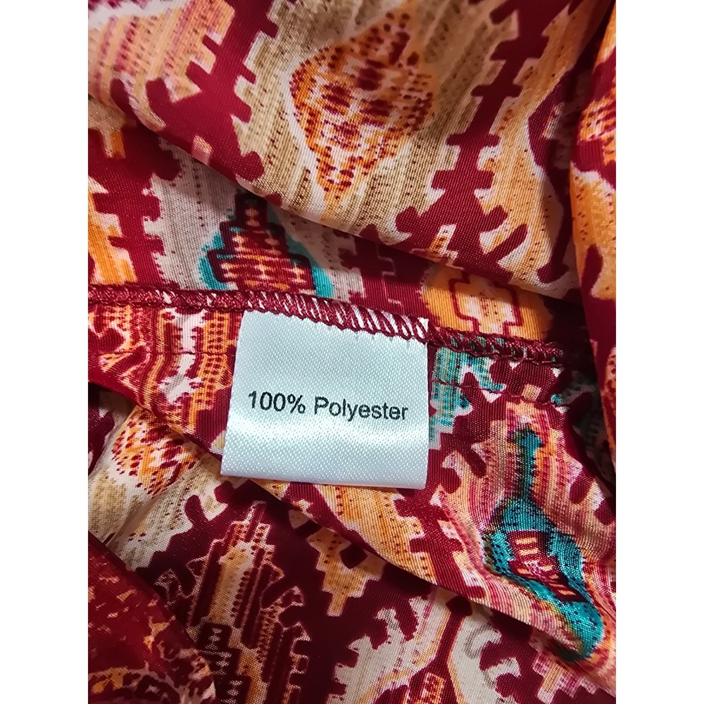 White Waves Boho Mixed Print Wide Leg Jumpsuit Open Back Tassel Burgundy S/M - Picture 8 of 15